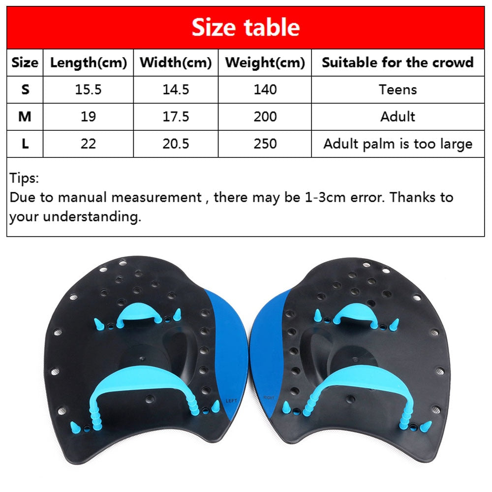 1 Pairs Swimming Paddles Professional Swimming Strokes Practice Correction Adjustable Hand Webbed Gloves for Adult Children