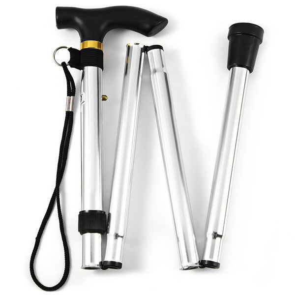 T-handle walking stick telescopic baton Hiking trekking poles Aluminum Alloy Metal Folding Cane crutches Non Slip Rubber canes