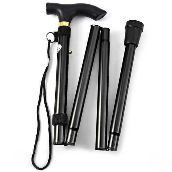T-handle walking stick telescopic baton Hiking trekking poles Aluminum Alloy Metal Folding Cane crutches Non Slip Rubber canes