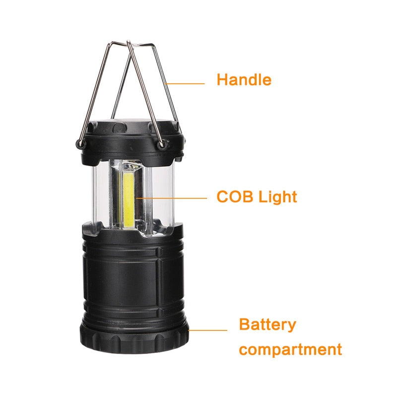 Mini 3*COB Tent Lamp LED Portable Lantern TelescopicTorch Camping Lamp Waterproof Emergency Light Powered By 3*AAA Working Light