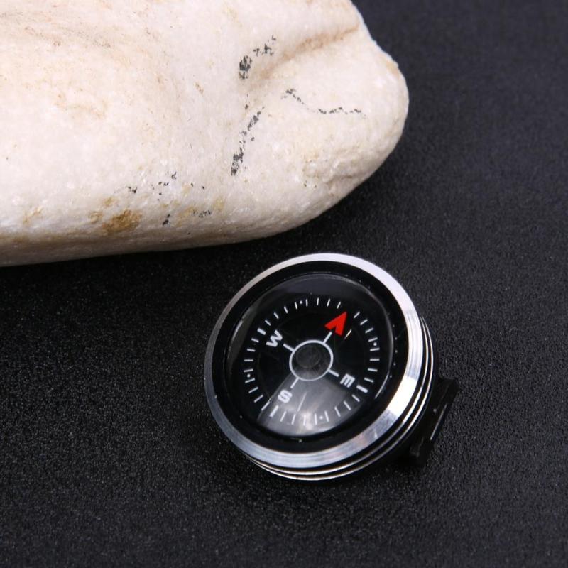 MIni Portable Watch Strap Button Compass for Paracord Bracelet Hiking Camping Outdoor Tools