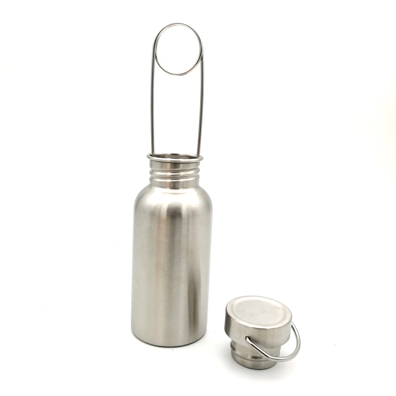 Bushcraft Water Bottle with Hook Stainless Steel Flask Wide Mouth Jar Leak-Proof for Camping Picnic Hiking
