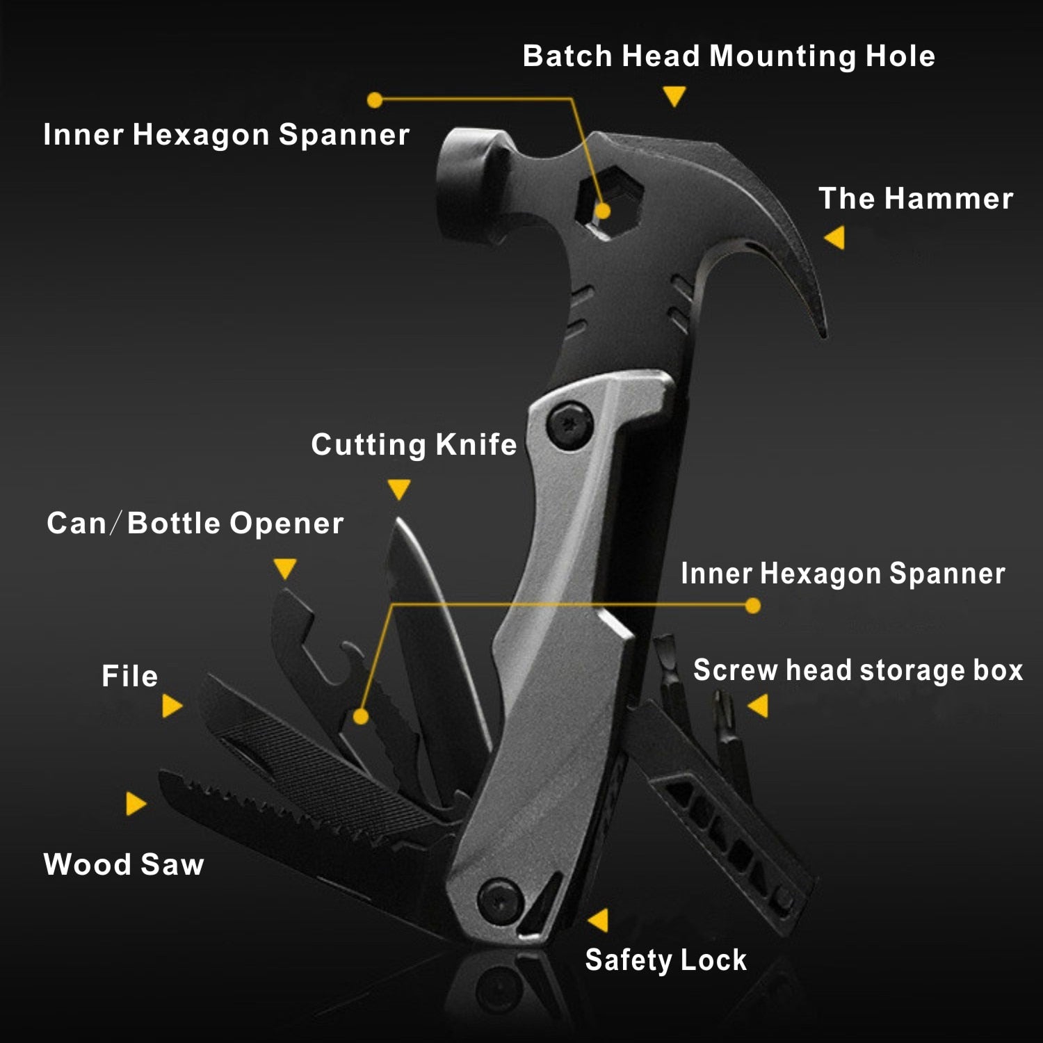 Multi Outdoor Camping Tools Adjustable Wrench/Car Multi-function Lifesaving Hammer Mini Pockets Multi-functional Tool
