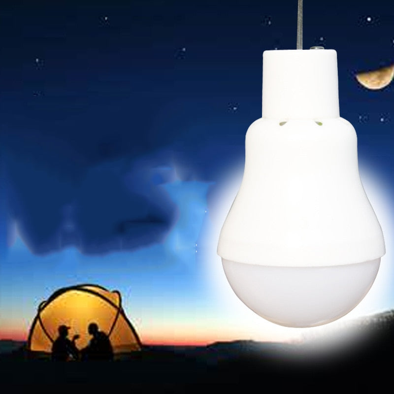 LED Solar Bulb with Hook Light Outdoor Waterproof Camping Solar Lamp Energy Saving Bulb Garden Courtyard Path Lighting