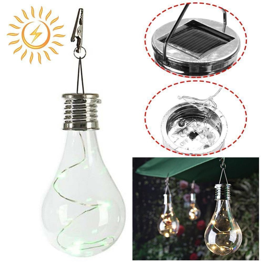 Hanging Solar LED Light Bulb Lamp Waterproof Solar Rotatable Outdoor Garden Camping Hanging LED Light Lamp Bulb Night Light