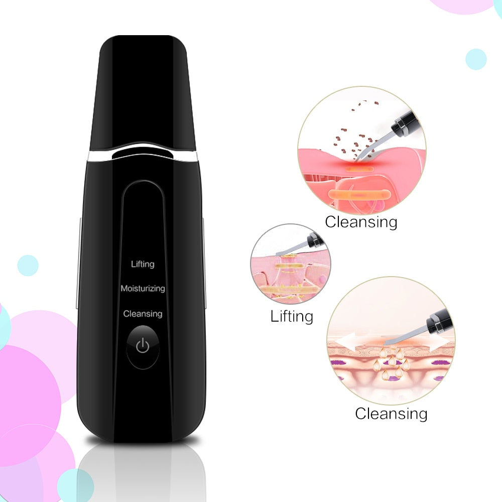 Blackhead Wrinkles Remover Vibration Massage Machine Deep Facial Cleansing Ultrasound Skin Scrubber