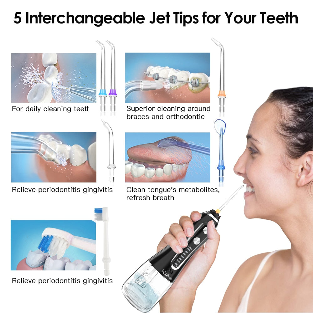 Rechargeable Oral Irrigator Dental Water Flosser Jet Waterproof Portable Teeth Cleaner