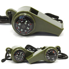 1pc Outdoor Whistle Compass Thermometer 3 In 1 Camping Hiking Accessory Multi-Functional Survival Tools Nylon Neck Rope Compass