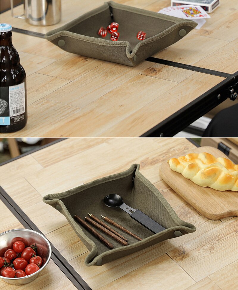 Camping Storage Box Outdoor Tray Tableware Desktop Snacks Dish Folding Desk Decoration Sundries Sorting Tray Organizer