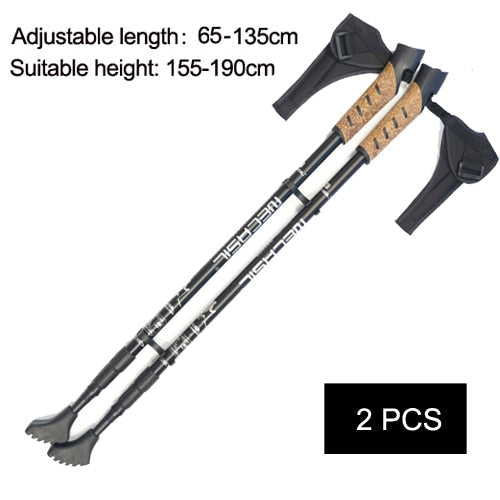 Hiking Walking Sticks Anti Shock Trekking Poles Nordic Walking Cane Aluminum Telescopic Camping Hiking Poles Crutches