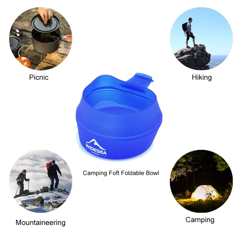 Camping 250Ml TPE Folding Cup Outdoor Pocket Bowl Tableware Cookware Portable Handle Tourism Mug Hiking