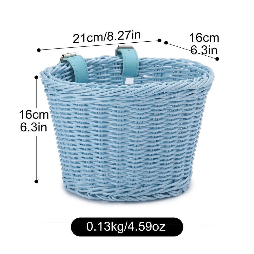 4pcs/Set Bike Basket With Bell Stickers And Tassels Streamers For Kids Child Bicycle Handmade Artificial Wicker Bicycle Basket