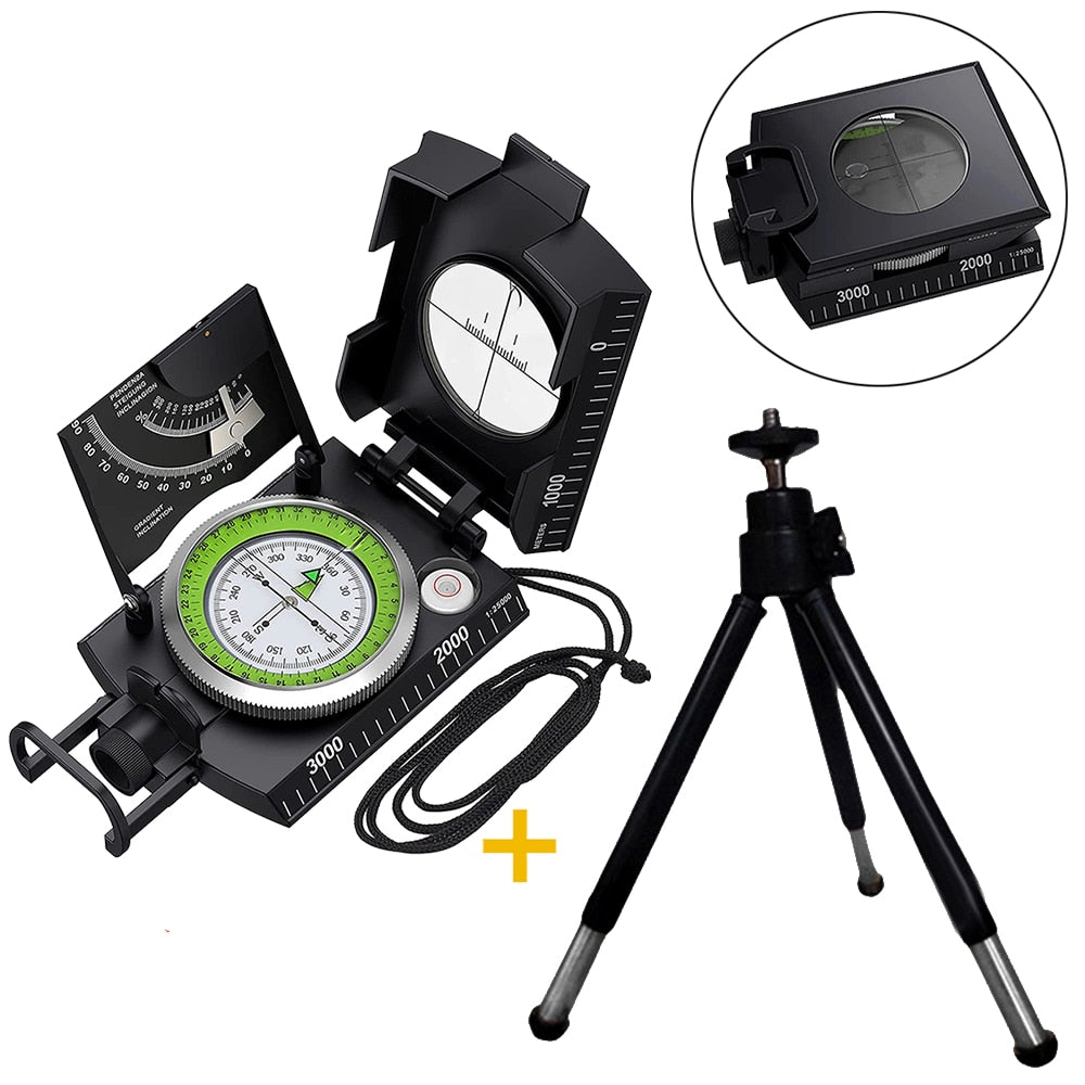 Professional Mulitifunctional Outdoor Survival Military Waterproof Luminous Compass With Tripod For Hunting Tourism and Camping