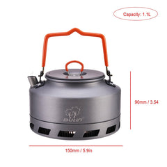 1.1L Outdoor Kettle Aluminum Alloy Portable Pot Travel Pan Teapot Coffee Tableware Cookware for Hiking Camping Cooking