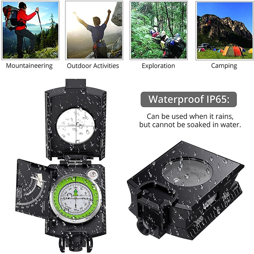 Professional Mulitifunctional Outdoor Survival Military Waterproof Luminous Compass With Tripod For Hunting Tourism and Camping