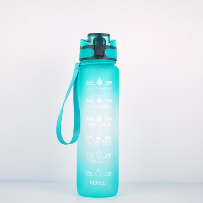 1000ML Portable Leakproof Cup Bottle Sports Plastic Cup BPA Free Bottle Space Cup Climbing Camping Water Bottle With Time Marker