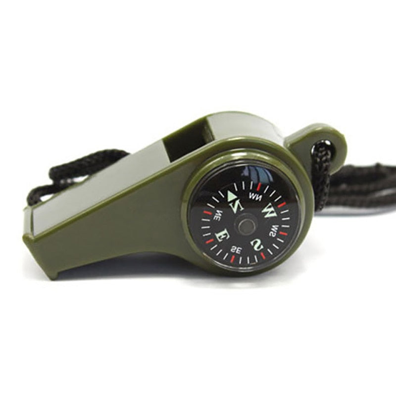 1pc Outdoor Whistle Compass Thermometer 3 In 1 Camping Hiking Accessory Multi-Functional Survival Tools Nylon Neck Rope Compass