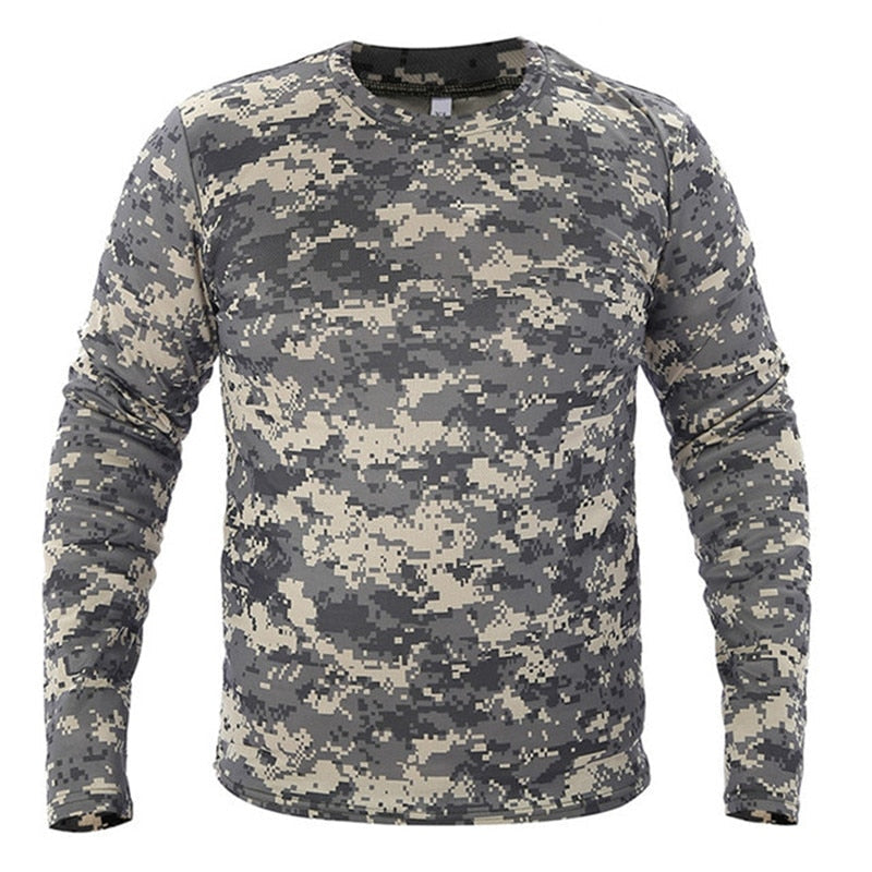 Quick-drying Camouflage Long-sleeved T-shirts Outdoor Breathable Military Tactical T-Shirt Men Hunting Hiking Camping Clothing