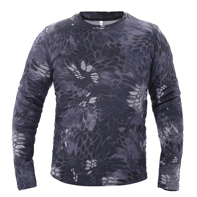 Quick-drying Camouflage Long-sleeved T-shirts Outdoor Breathable Military Tactical T-Shirt Men Hunting Hiking Camping Clothing