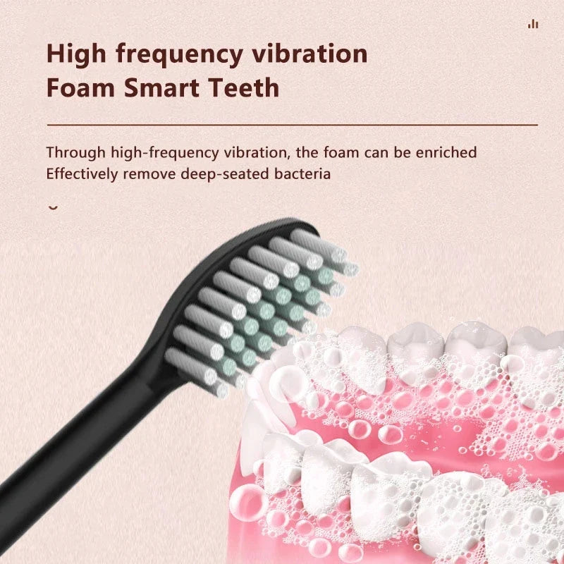 Adult Sonic Electric Toothbrush - 6 Modes, Timer, USB Charging with Replacement Heads