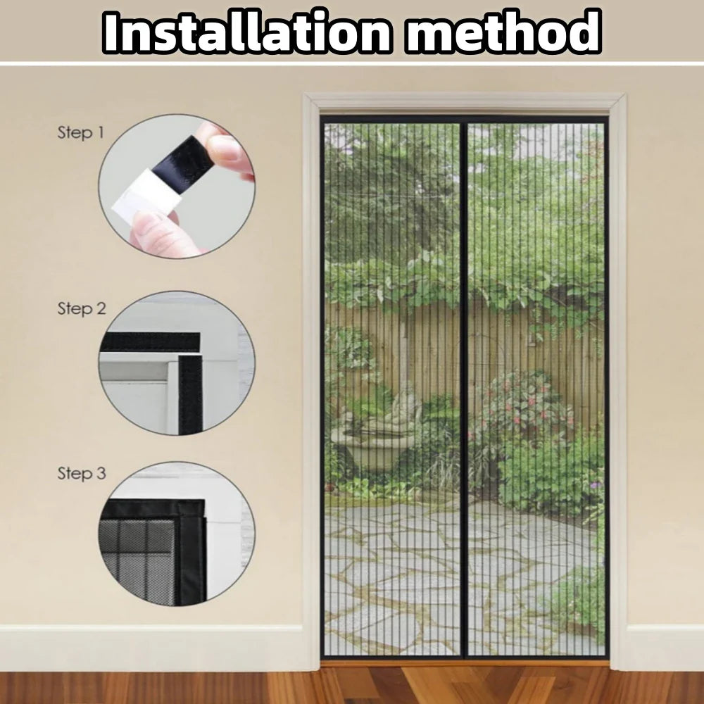 Magnetic Screen Door Curtain - Anti-Mosquito, Automatic Closing, Insect & Fly Protection