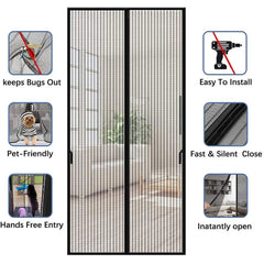 Magnetic Screen Door Curtain - Anti-Mosquito, Automatic Closing, Insect & Fly Protection