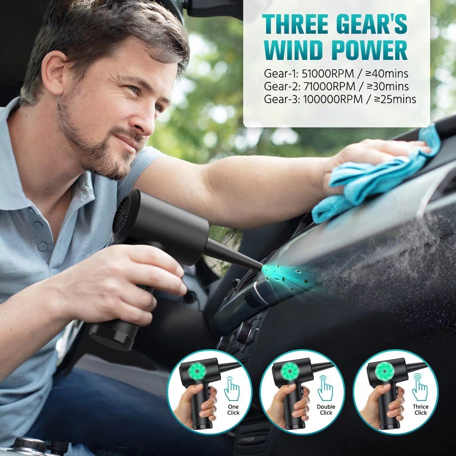 51000RPM Rechargeable Cordless Handheld Dust Blower with Computer Keyboard Cleaner Brush Portable Electric Compressed Air Duster Keyboard Electronics Cleaner Dust Blower