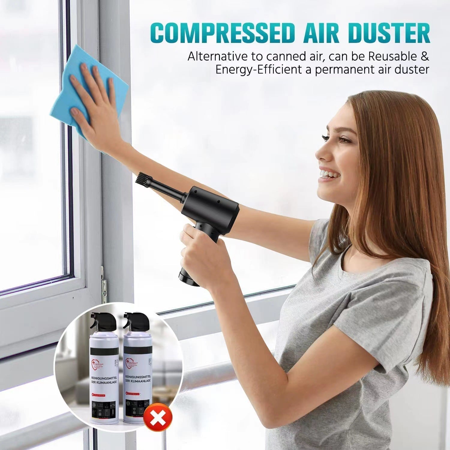 51000RPM Rechargeable Cordless Handheld Dust Blower with Computer Keyboard Cleaner Brush Portable Electric Compressed Air Duster Keyboard Electronics Cleaner Dust Blower