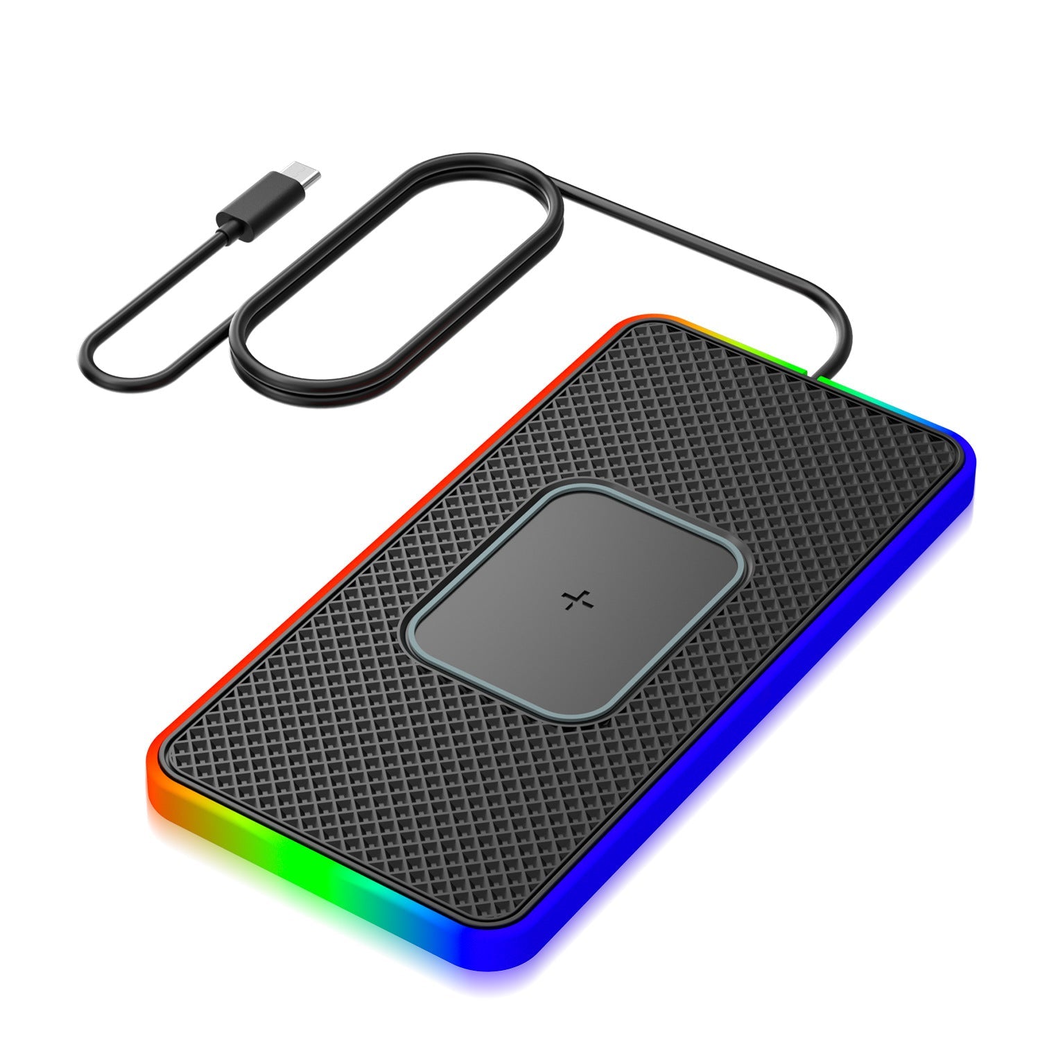 RGB Fast Wireless Charger for Qi Phones: iPhone 15/14/13, Mate60 Pro, AirPods. Includes 1M Cable.