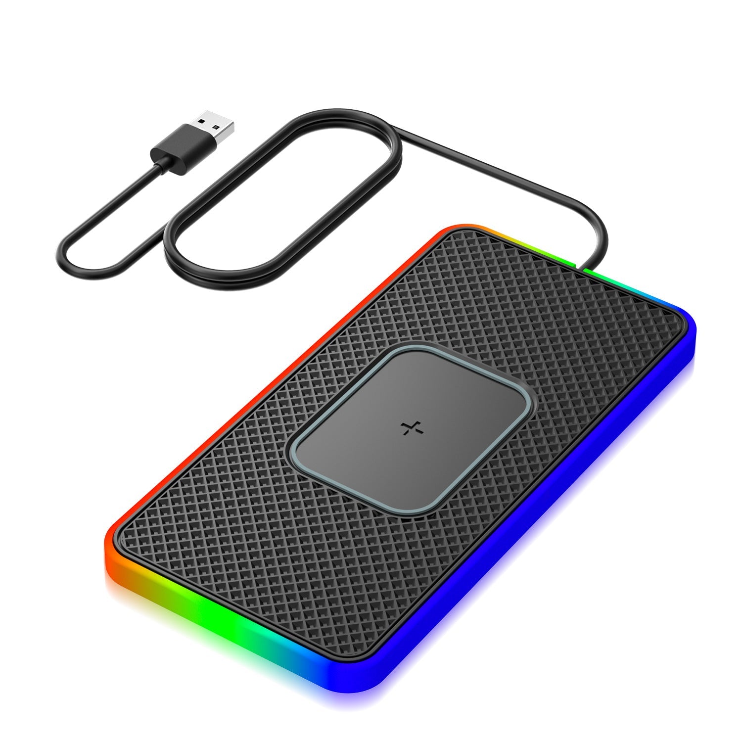 RGB Fast Wireless Charger for Qi Phones: iPhone 15/14/13, Mate60 Pro, AirPods. Includes 1M Cable.