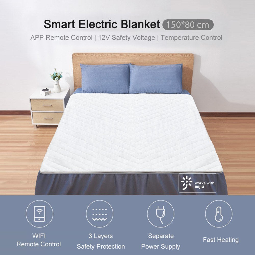 Smart Electric Blanket Heating Blanket WiFi Bed Warmer Bed Heating Machinew/21V Safe Voltage/Fast Heating/Adjustable Temperature/Mijia App Control