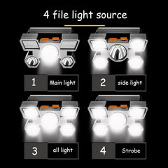 5LED with Built-in 18650 Battery USB Rechargeable Portable Flashlight Lantern Headlamp Outdoor Camping Headlight Headlamps