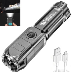 USB Rechargeable Flashlight Strong Light Zoom Highlight Tactical Flashlight Torches Outdoor Portable Lighting LED Camping Lights