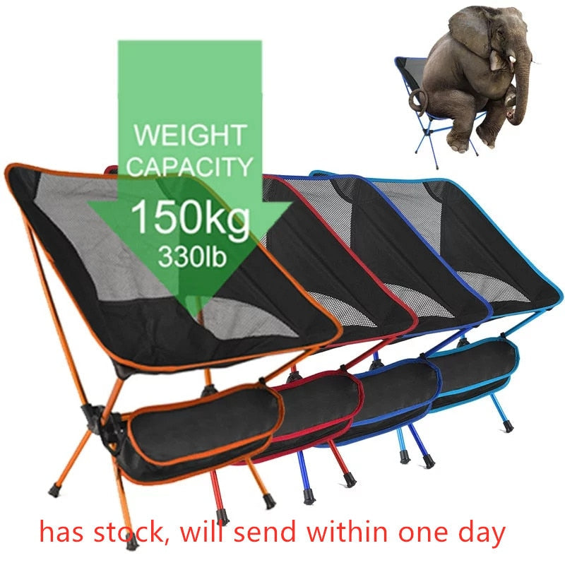 Folding Camping Chair Fishing BBQ Hiking Chair Picnic Lightweight Extended Chair Outdoor Travel Foldable Beach Seat load 150kg
