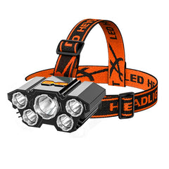 5LED with Built-in 18650 Battery USB Rechargeable Portable Flashlight Lantern Headlamp Outdoor Camping Headlight Headlamps