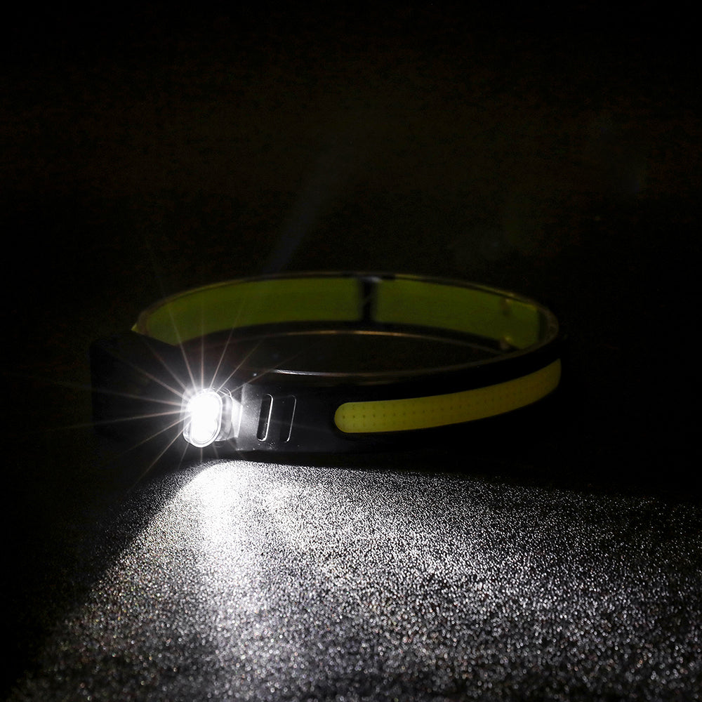 COB LED Induction Riding Headlamp 1200mAh USB Rechargeable Hunting Flashlight Work Light 6 Modes Head Lamp Torch