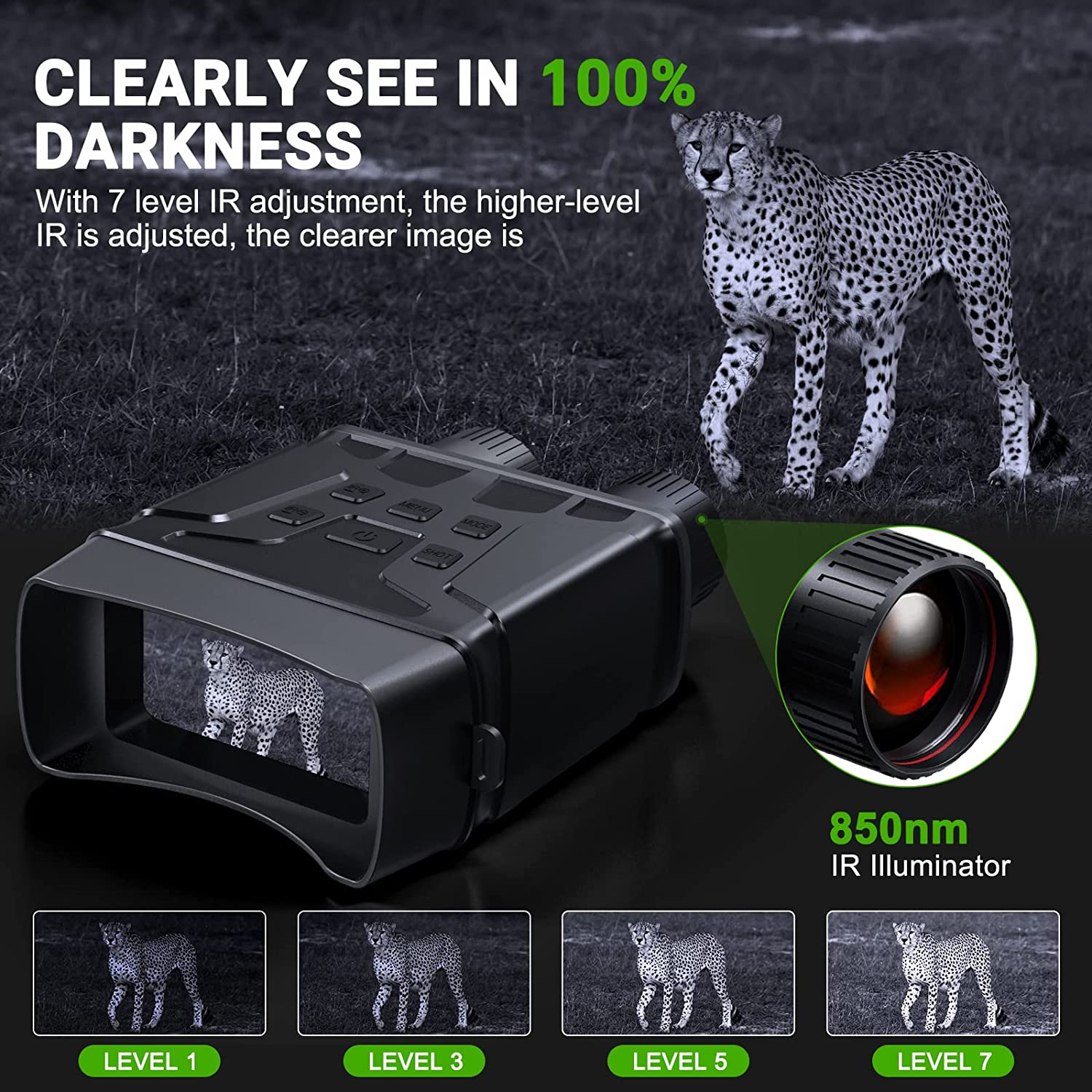 Night Vision Goggles for Complete Darkness 1080p FHD Video Night Vision Binocular for Hunt Camp Travel Surveillance espionage