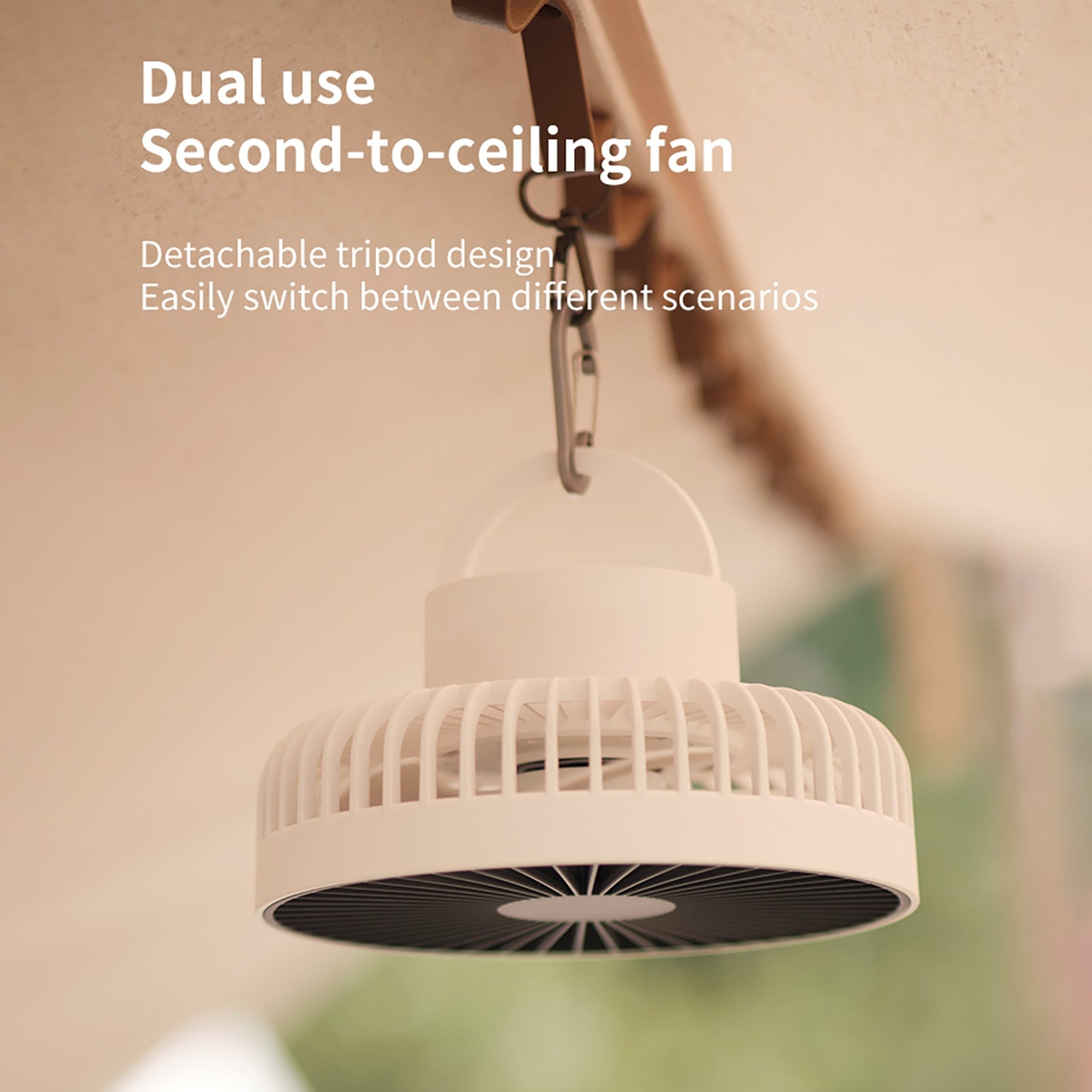 Multi-functional Mini Fan USB Rechargeable Portable Fan Outdoor Camping Ceiling Fan Desktop Fan with LED Light