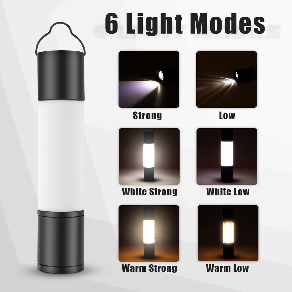 High Power LED Flashlights USB Rechargeable Torch Light Camping Supplies Lantern 1800mAh Power Bank Portable Zoom Flashlight