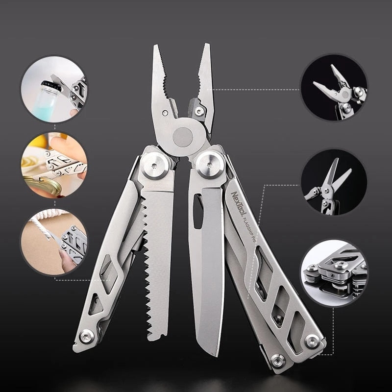 Folding Blade Knife Outdoor Tools Hand Set 16 IN 1 Multi-Tool Pliers Screwdrivers Can Opener Camping