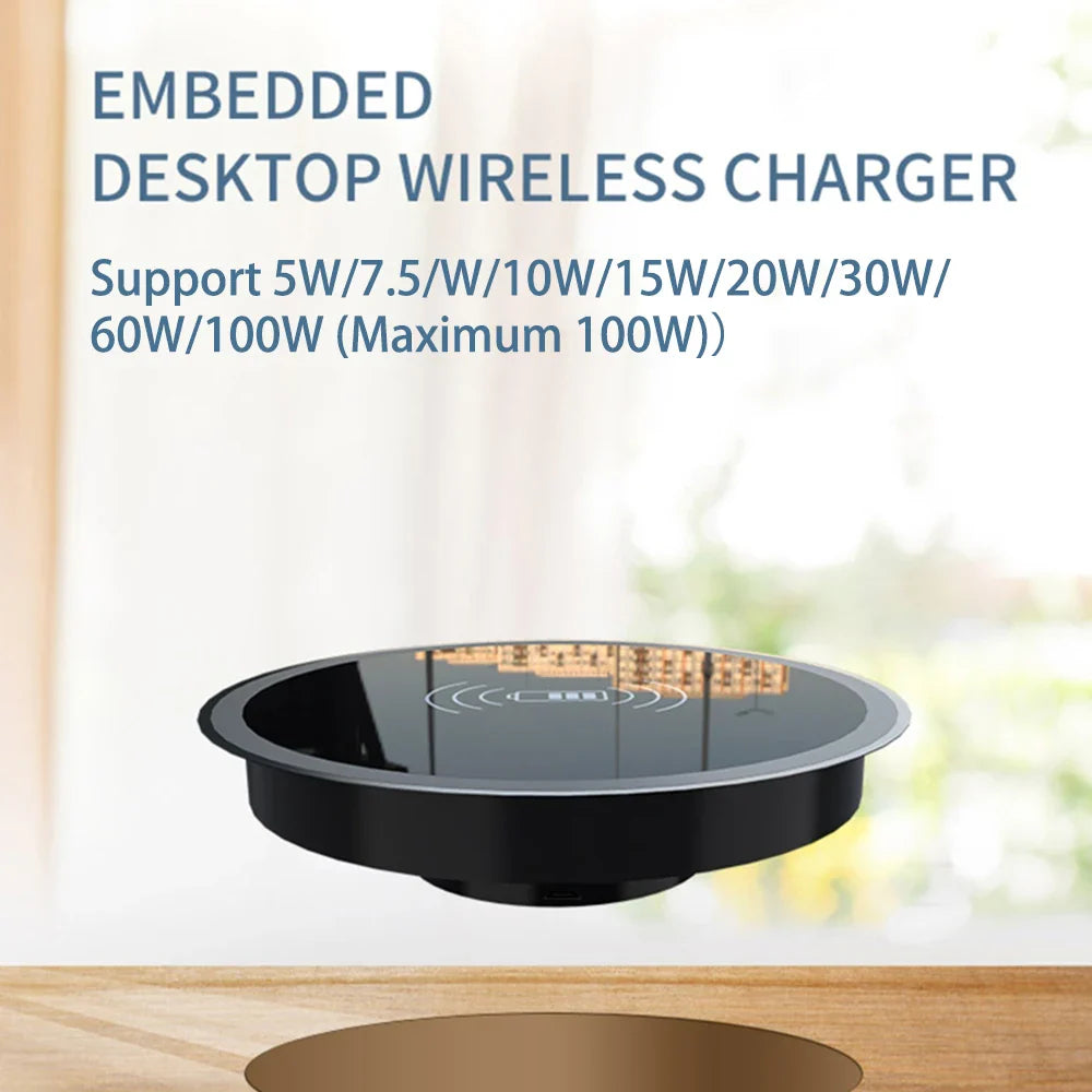 15W Built-in Desktop Wireless Charger for QI, iPhone 13/12, Galaxy S22/S20U