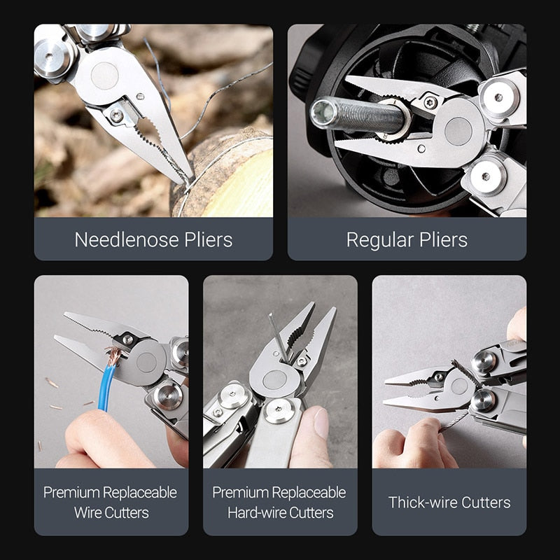 Folding Blade Knife Outdoor Tools Hand Set 16 IN 1 Multi-Tool Pliers Screwdrivers Can Opener Camping