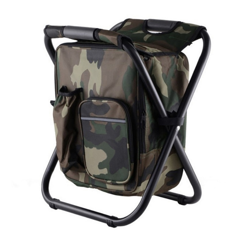 2 in 1 Backpack Chair Folding Camping Chair Bag Fishing Stool Convenient Wear-resistantv for Outdoor Hunting Climbing Equipment