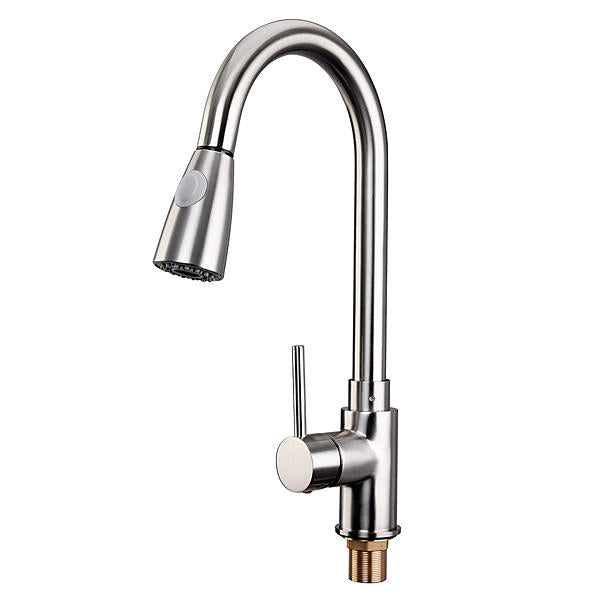 Copper Single Lever Pull Out Rinser Kitchen Mixer Tap Brushed Bathroom Sprayer Basin Sink Faucet