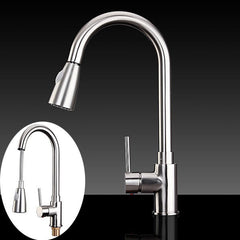 Copper Single Lever Pull Out Rinser Kitchen Mixer Tap Brushed Bathroom Sprayer Basin Sink Faucet