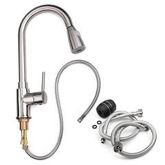 Copper Single Lever Pull Out Rinser Kitchen Mixer Tap Brushed Bathroom Sprayer Basin Sink Faucet