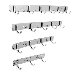 3/4/5/6 Hooks Wall Door Stainless Steel Kitchen Clothes Hook Hanger