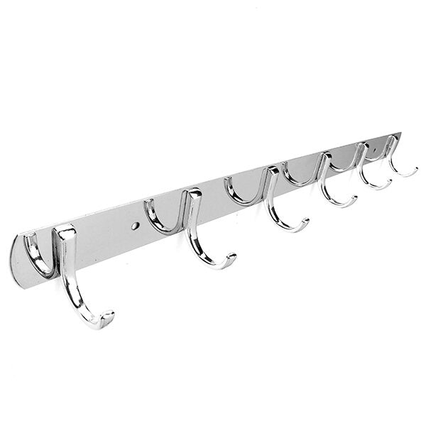 3/4/5/6 Hooks Wall Door Stainless Steel Kitchen Clothes Hook Hanger