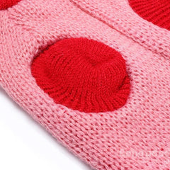 Red Heart Bone Pet Dog Knitted Breathable Sweater Pink