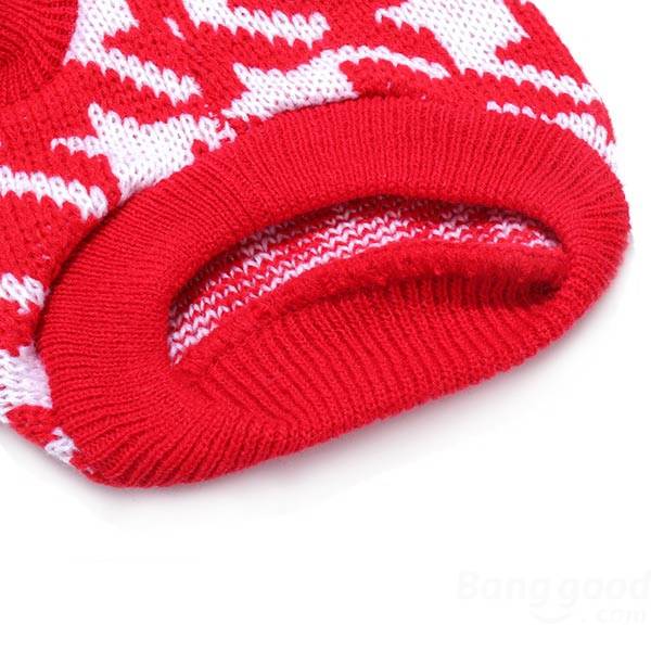 Pet Dog Knitted Breathable Sweater Outwear Apparel Red Black